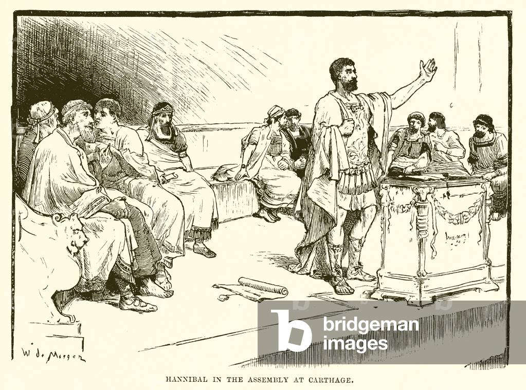Hannibal in the assembly at Carthage (engraving)