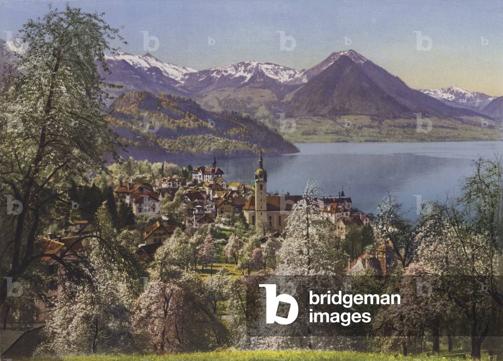 Vitznau u die Alpen (colour photo)