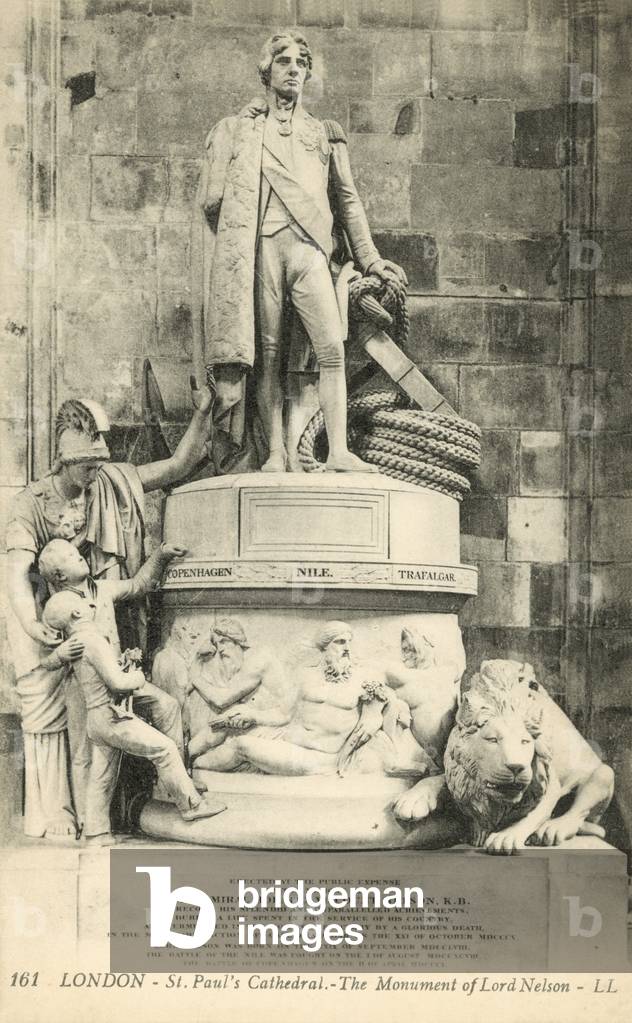 Monument of Admiral Lord Nelson, St Paul's Cathedral, London (b/w photo)