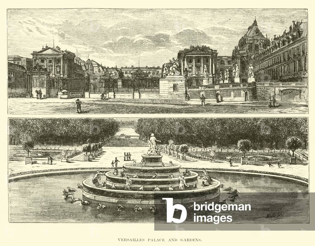 Versailles Palace and gardens (engraving)