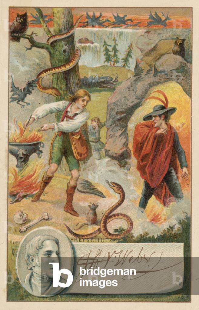 Der Freischuetz (the Marksman), opera by Carl Maria von Weber (chromolitho)