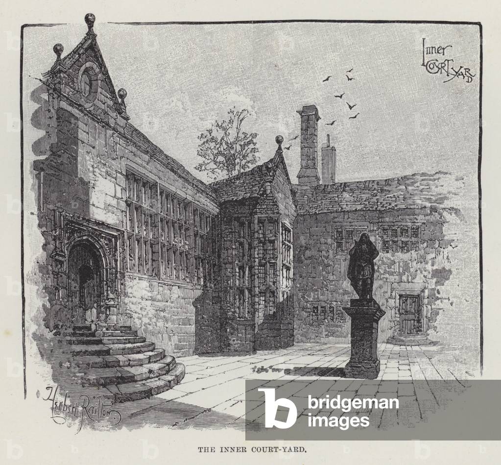 Hoghton Tower, The Inner Court-Yard (litho)