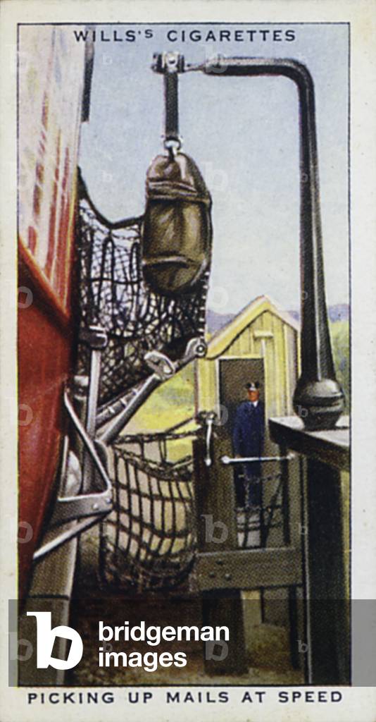 Railway Equipment: Picking up mails at speed (colour photo)