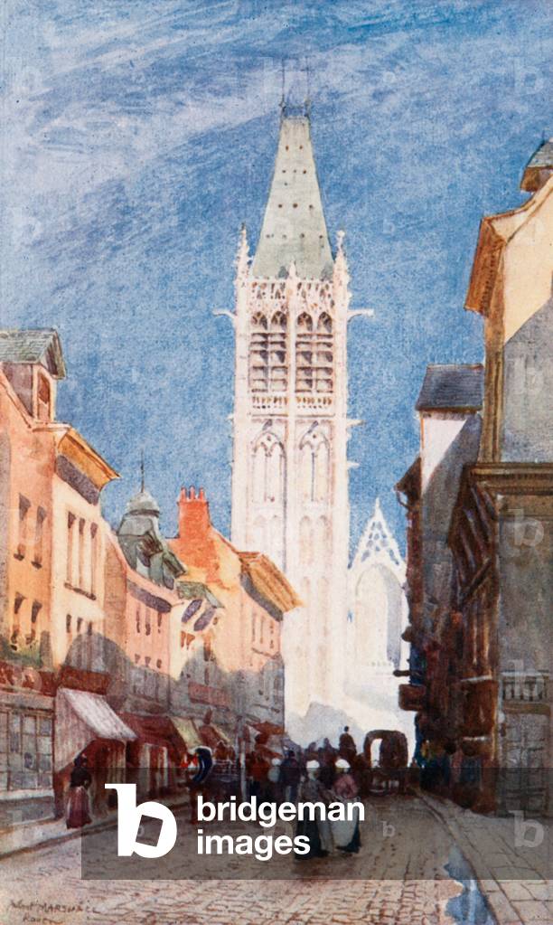 Rue de L' Horlage, Rouen (colour litho)