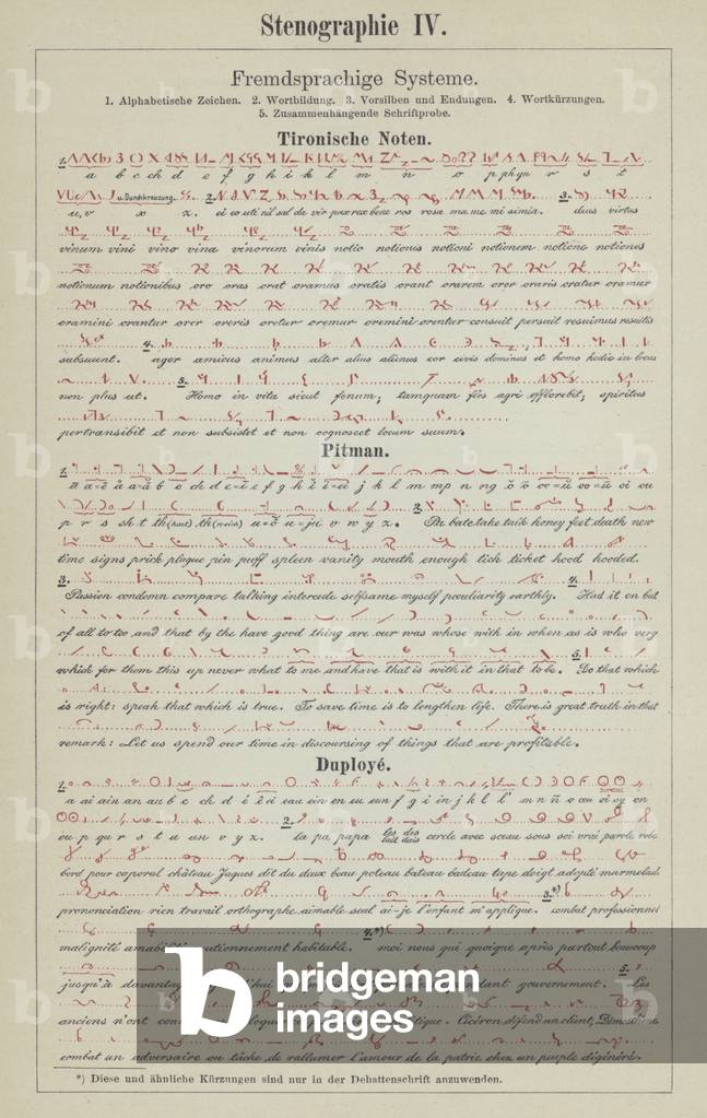 Examples of shorthand writing systems (colour litho)