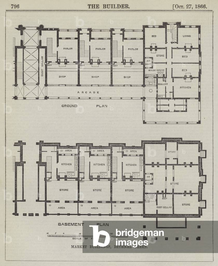 Market Buildings, Bethnal Green (engraving)