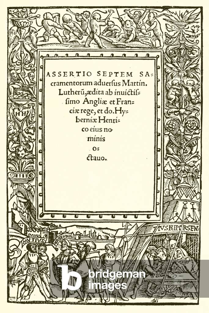 Title page of Henry VIII's book against Luther (engraving)