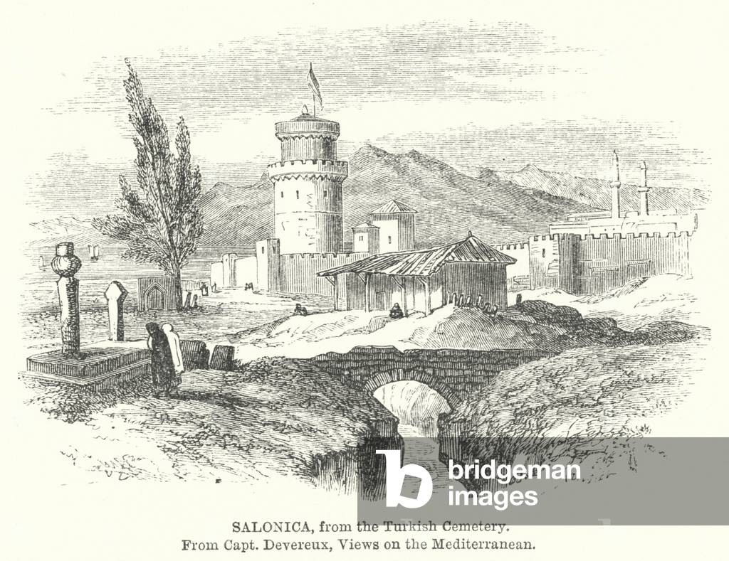 Salonica, from the Turkish Cemetery (engraving)