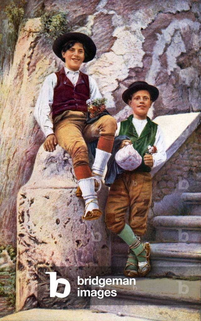 Italy: Two gay Ragazzi of the Campagna (colour photo)