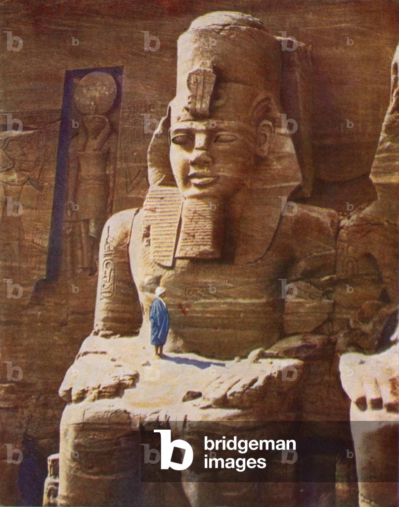 Colossal Seated Figure of Rameses II  At Abu-Simbel (colour photo)