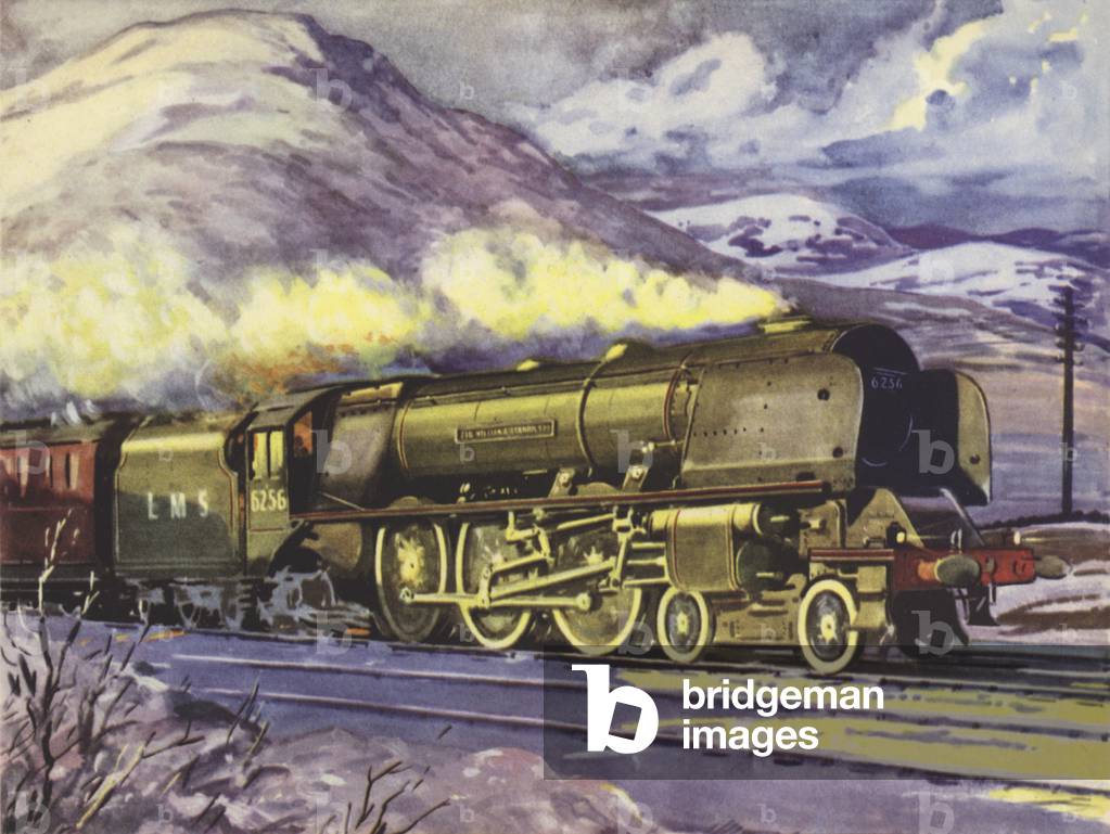 LM and S Regions, Princess Coronation Class No 6256, Sir William Stanier, FRS (colour litho)