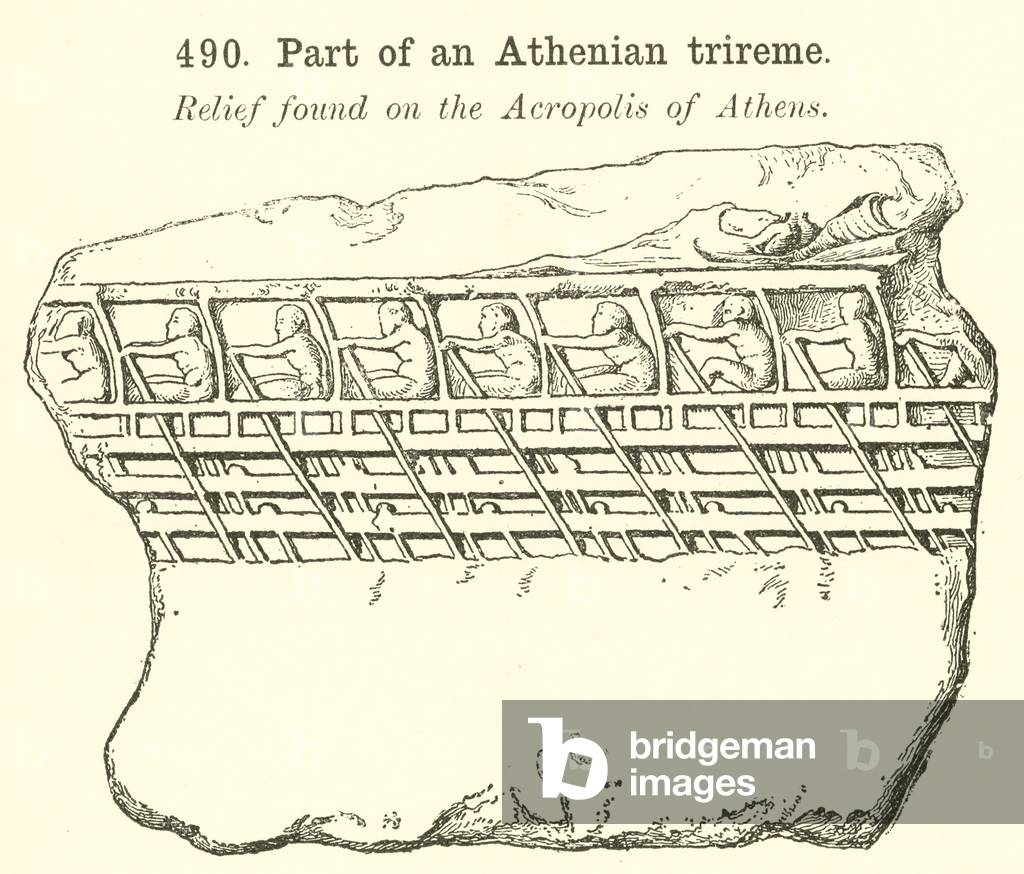 Part of an Athenian trireme (engraving)