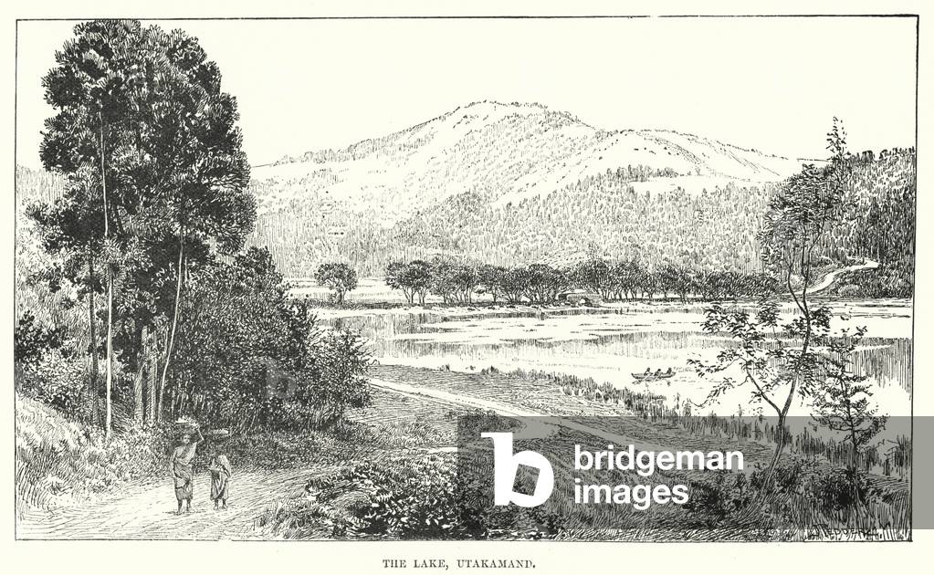 India: The Lake, Utakamand (engraving)