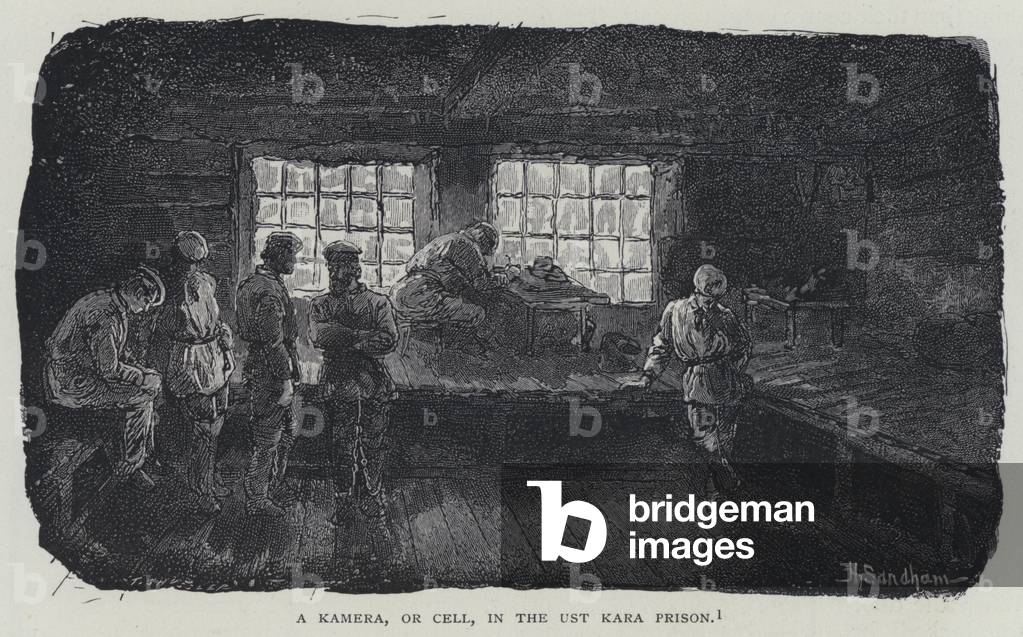 A Kamera, or Cell, in the Ust Kara Prison (litho)