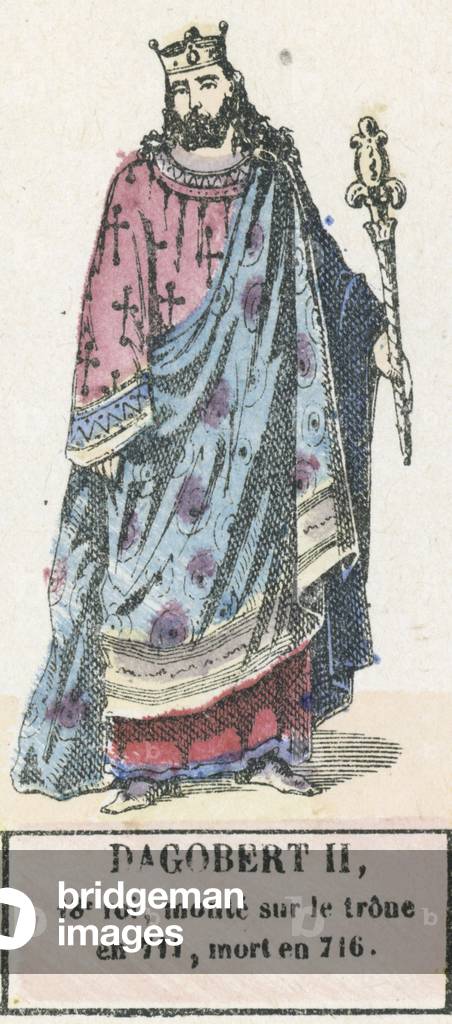 Dagobert II, 18e roi, monte sur le trone en 711, mort en 716 (coloured engraving)
