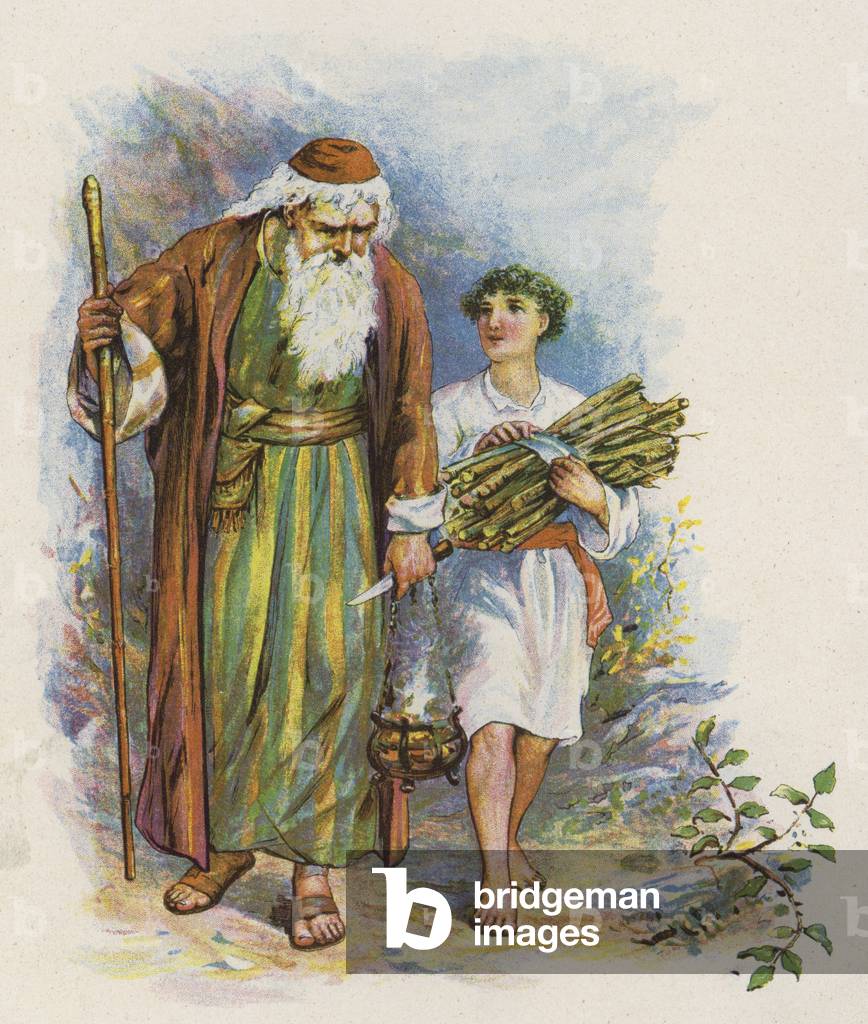 Abraham and Isaac (colour litho)