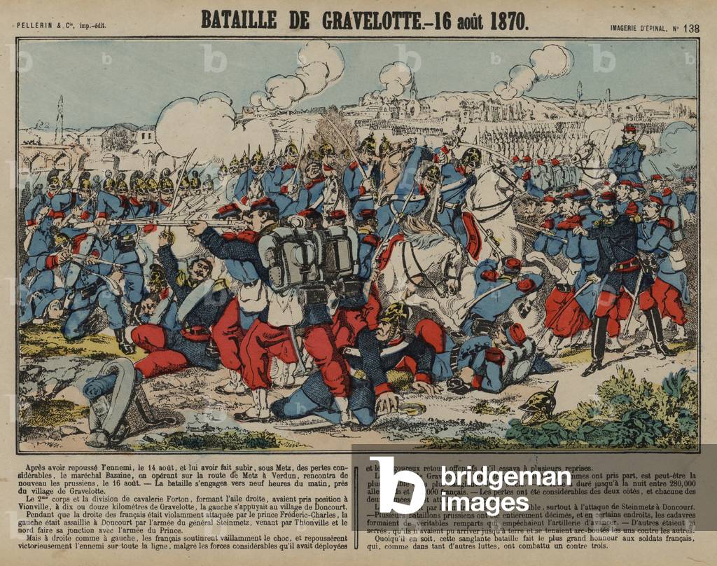 Battle of Gravelotte, Franco-Prussian War, 16 August 1870 (coloured engraving)