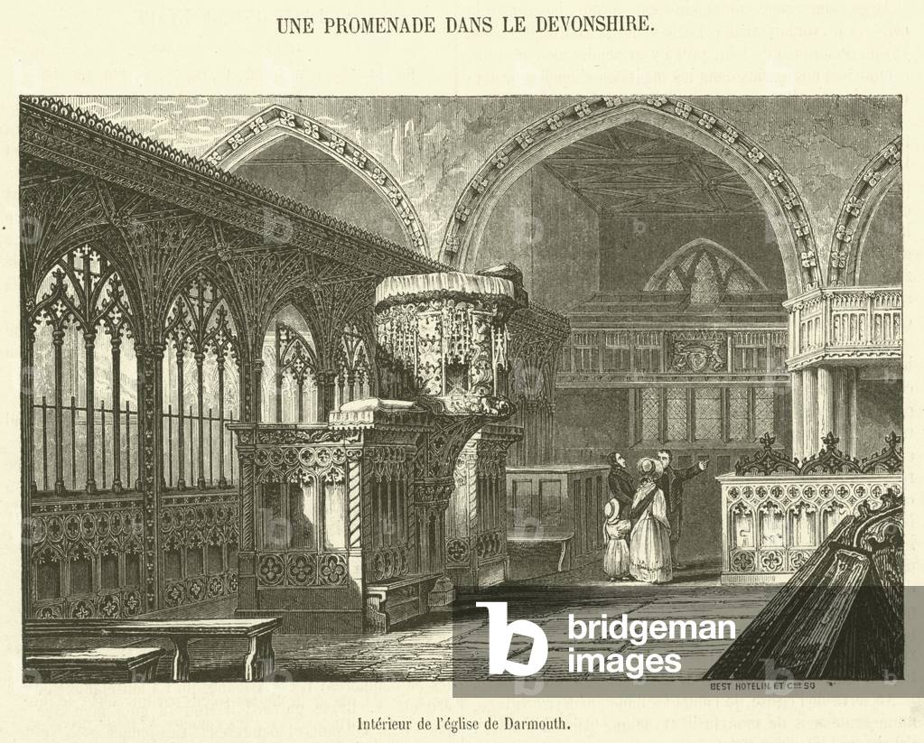 Interieur de l'eglise de Darmouth (engraving)