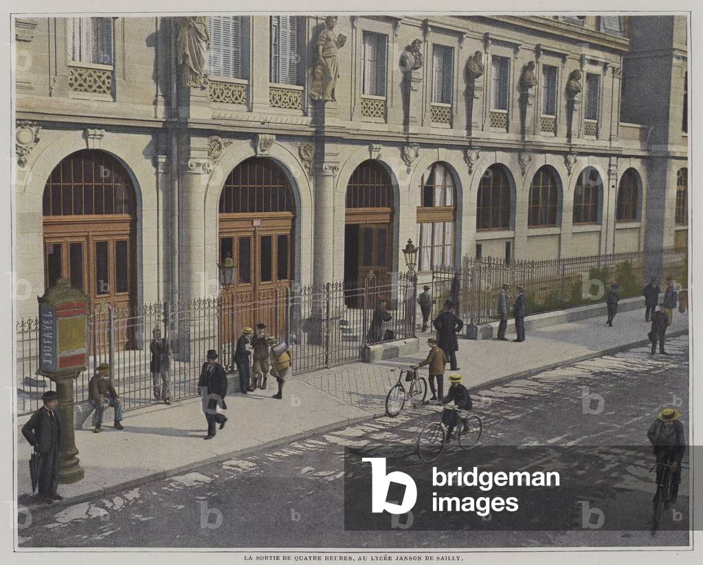 End of the school day at four o'clock, Lycee Janson de Sailly, Paris (colour photo)