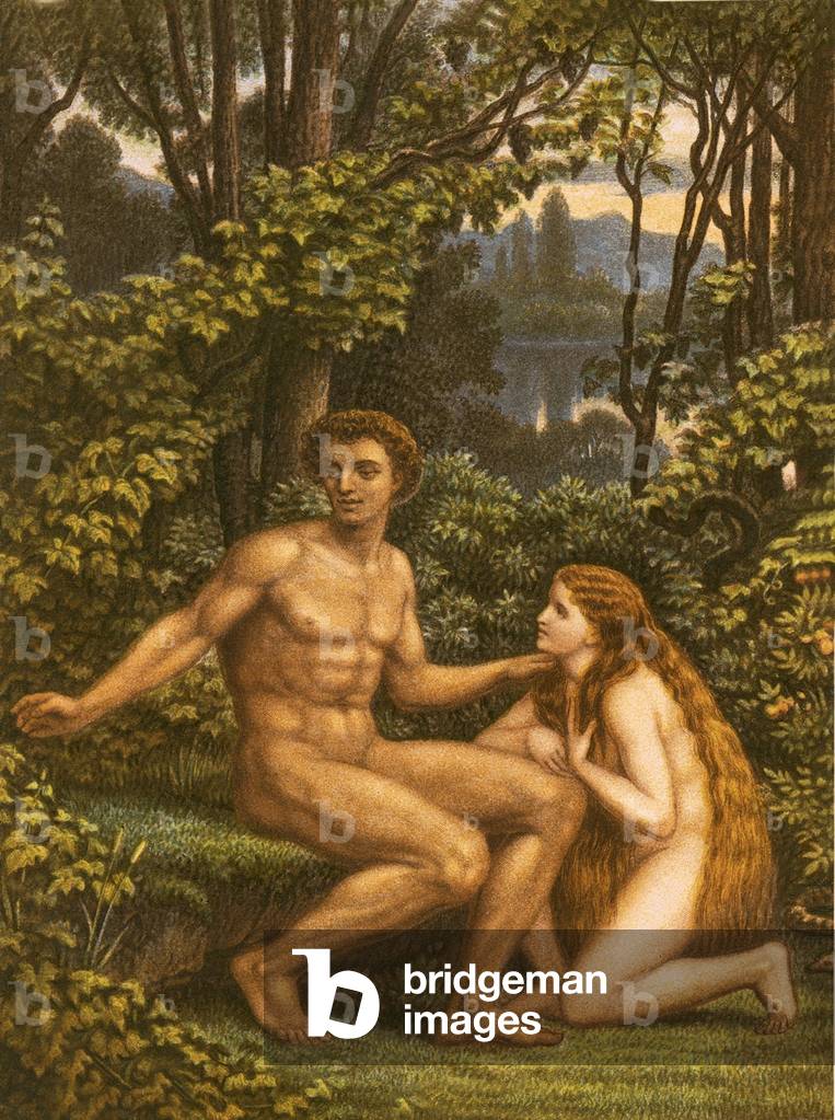Adam and Eve, with Eve showing her obedience