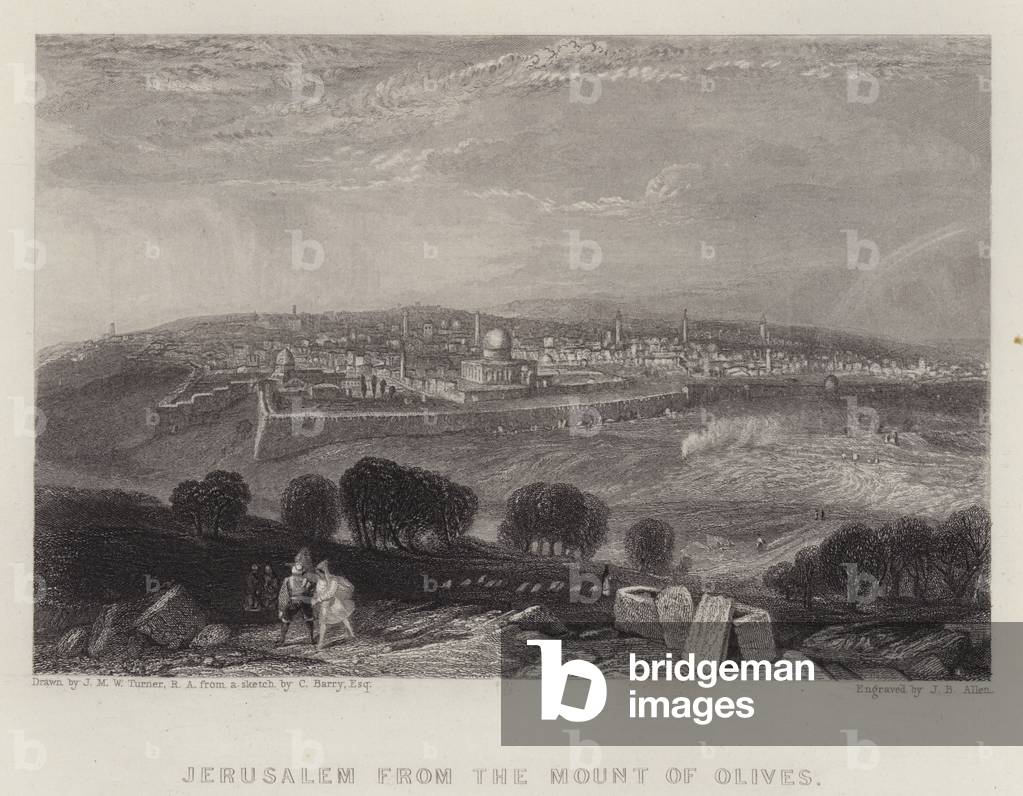 Jerusalem from the Mount of Olives (colour litho)