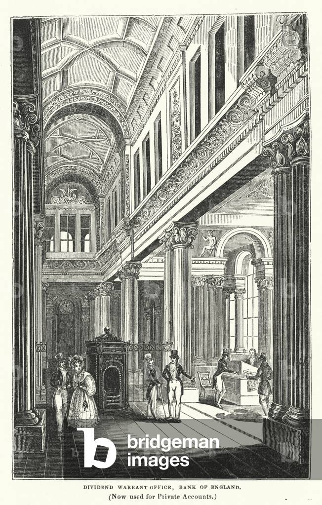 Dividend Warrant Office, Bank of England, now used for Private Accounts (engraving)