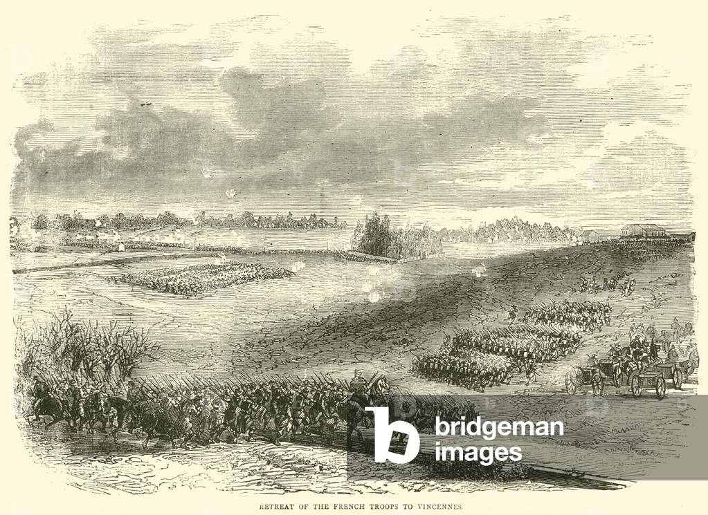 Retreat of the French troops to Vincennes, December 1870 (engraving)