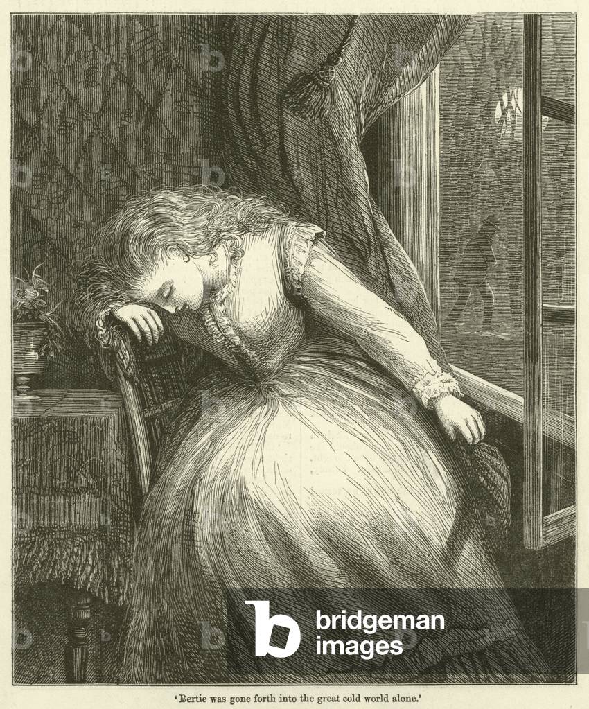 'Bertie was gone forth into the great cold world alone' (engraving)