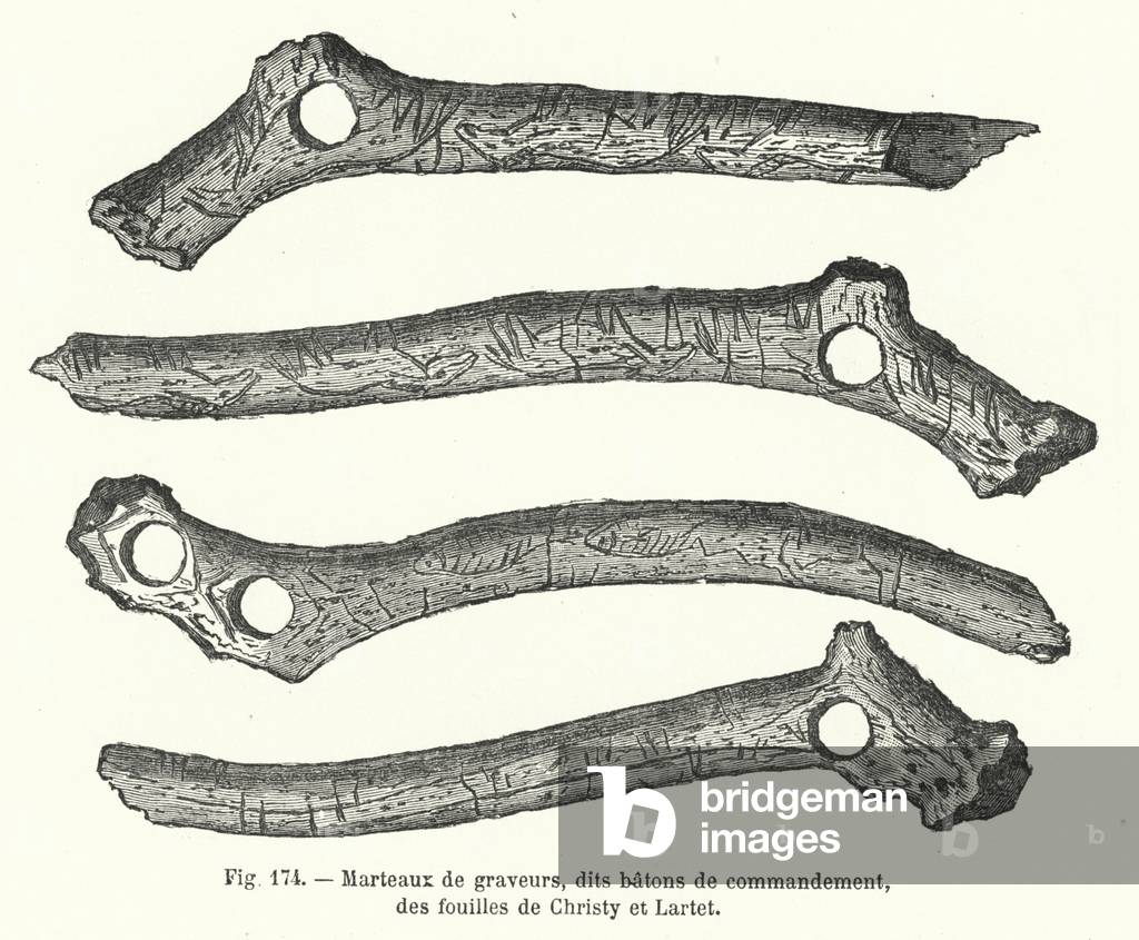 Marteaux de graveurs, dits batons de commandement, des fouilles de Christy et Lartet (engraving)