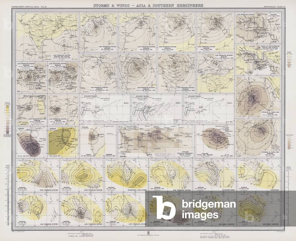 Storm and Winds, Asia and Southern Hemisphere (colour litho)