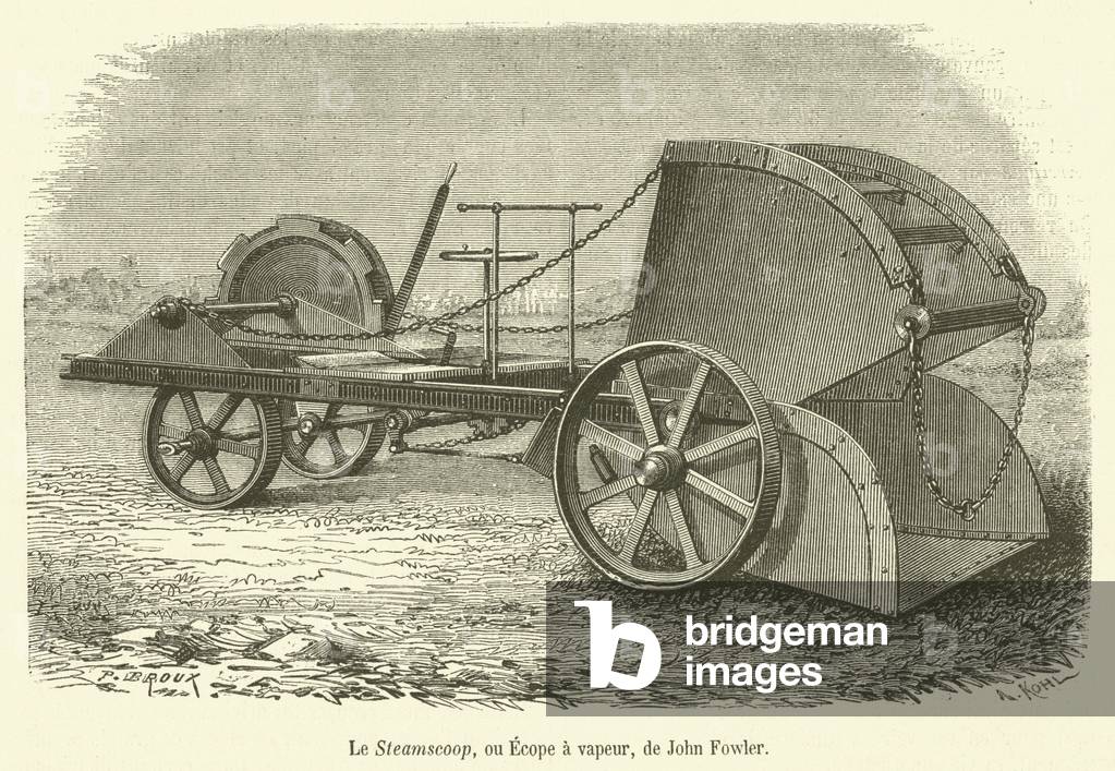 Le Steamscoop, ou Ecope a vapeur, de John Fowler (engraving)