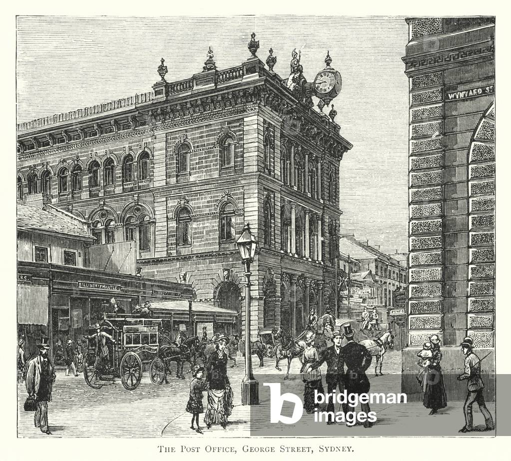 Australia: The Post Office, George Street, Sydney (engraving)
