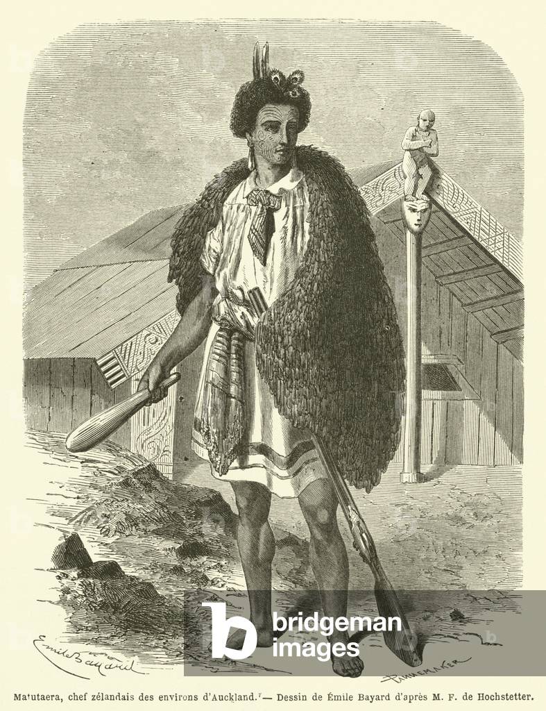 Matutaera, chef zelandais des environs d'Auckland (engraving)