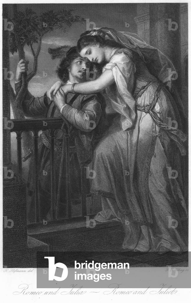 Balcony scene from Romeo and Juliet (engraving)