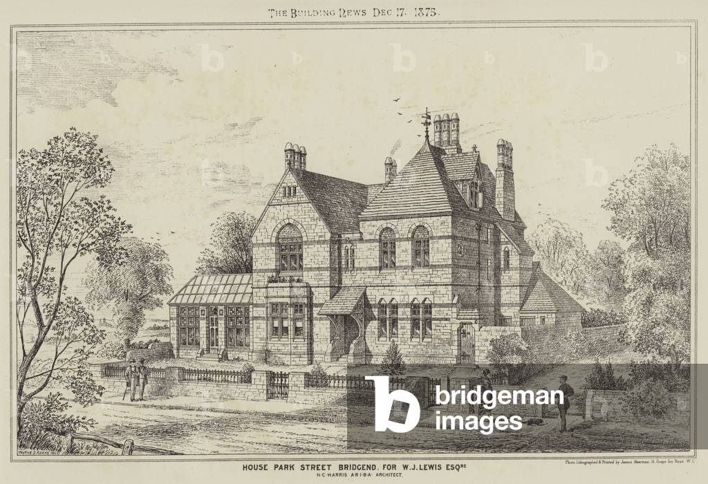 House Park Street Bridgend, for W J Lewis Esquire (engraving)