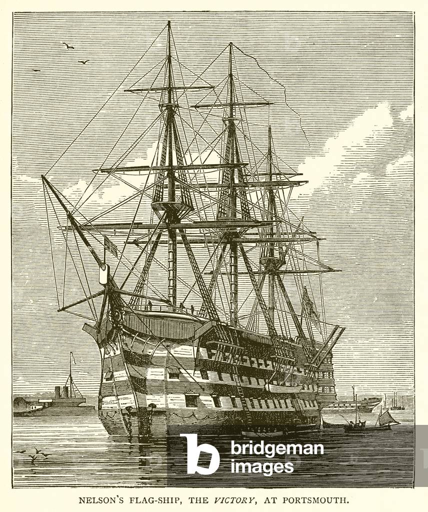 Nelson's Flag-Ship, the Victory, at Portsmouth (engraving)