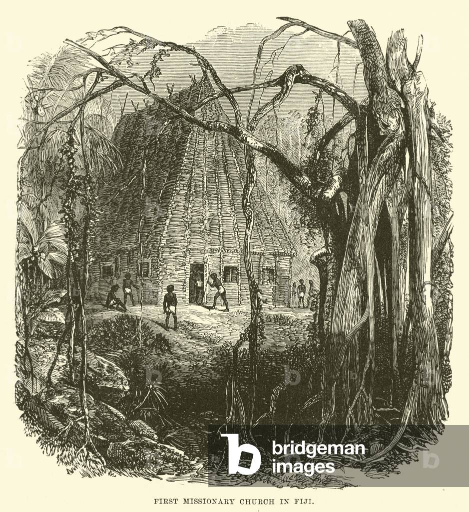 First Missionary Church in Fiji (engraving)