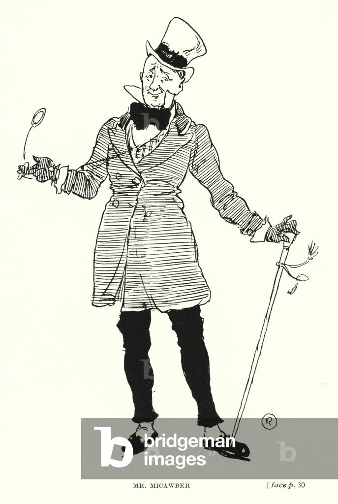 Dickens character: Mr Micawber (litho)