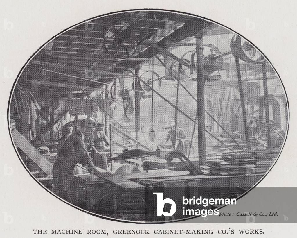 The Machine Room, Greenock Cabinet-Making Company's works (b/w photo)