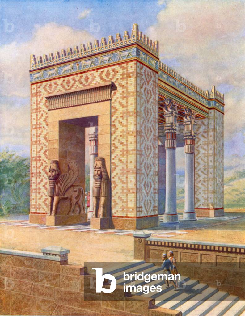 Propylaea of Xerxes at Persepolis facing the Grand Staircase (colour litho)