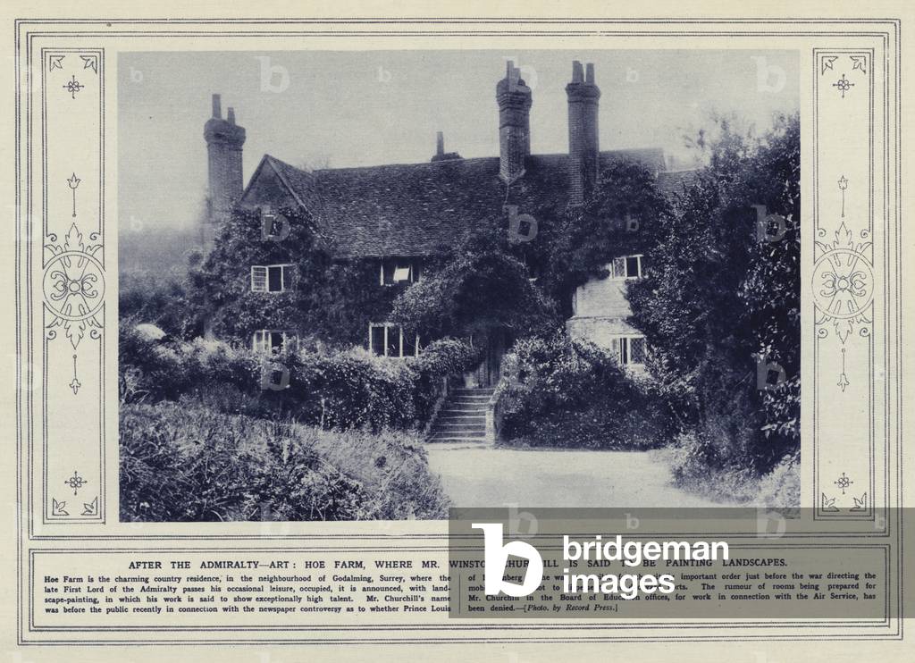 After the admiralty, art, Hoe Farm, where Mr Winston Churchill is said to be painting landscapes (b/w photo)