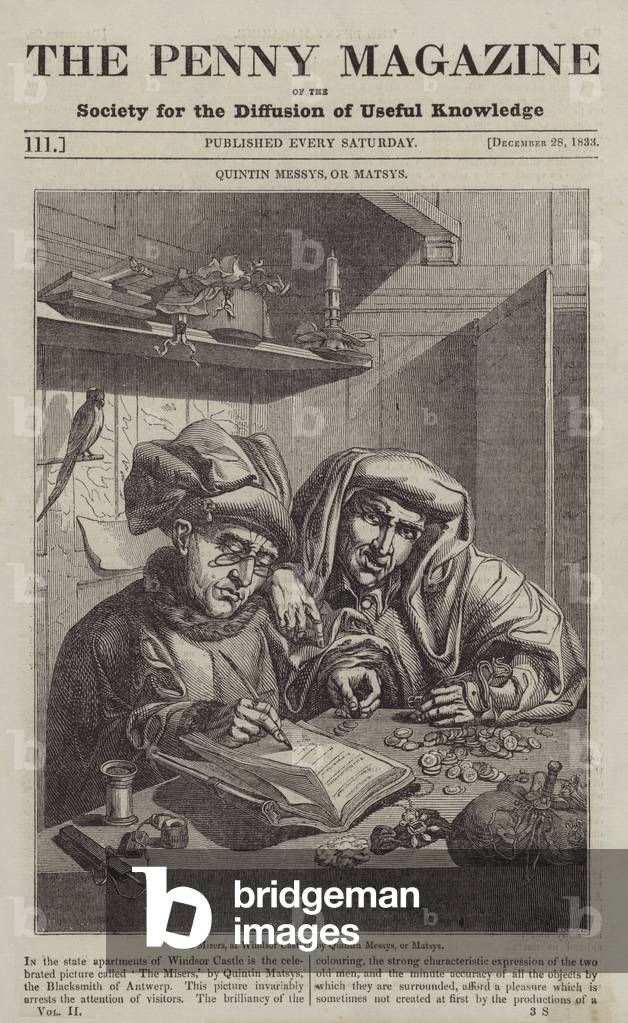 The Misers, at Windsor Castle, by Quintin Messys, or Matsys (engraving)