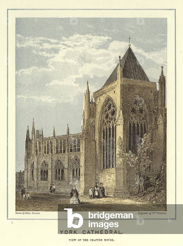 York Cathedral, view of the chapter house (colour litho)