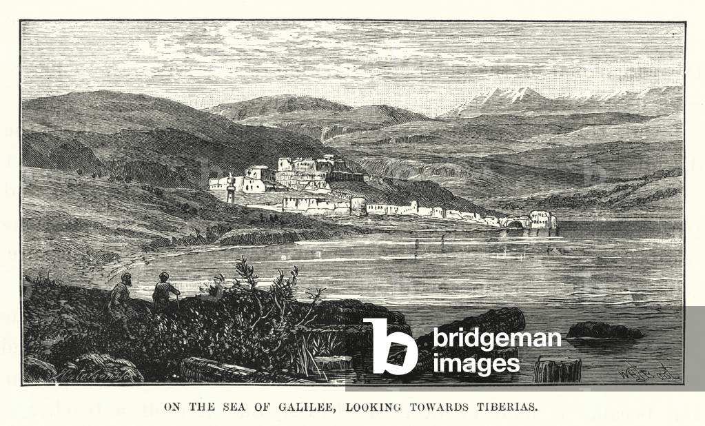 On the Sea of Galilee, looking towards Tiberias (engraving)