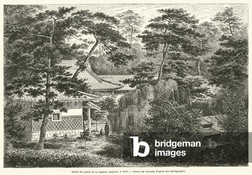 Partie du jardin de la legation anglaise, a Yedo (engraving)