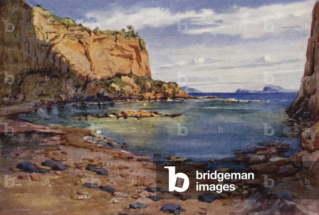 Porto Trentaremi, Posilipo, Naples (colour litho)