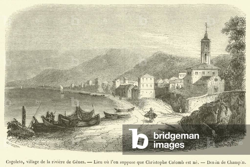 Cogoleto, village de la riviere de Genes, Lieu ou l'on suppose que Christophe Colomb est ne (engraving)