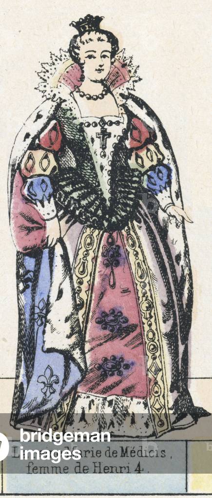 La reine Marie de Medicis, femme de Henri 4 (coloured engraving)