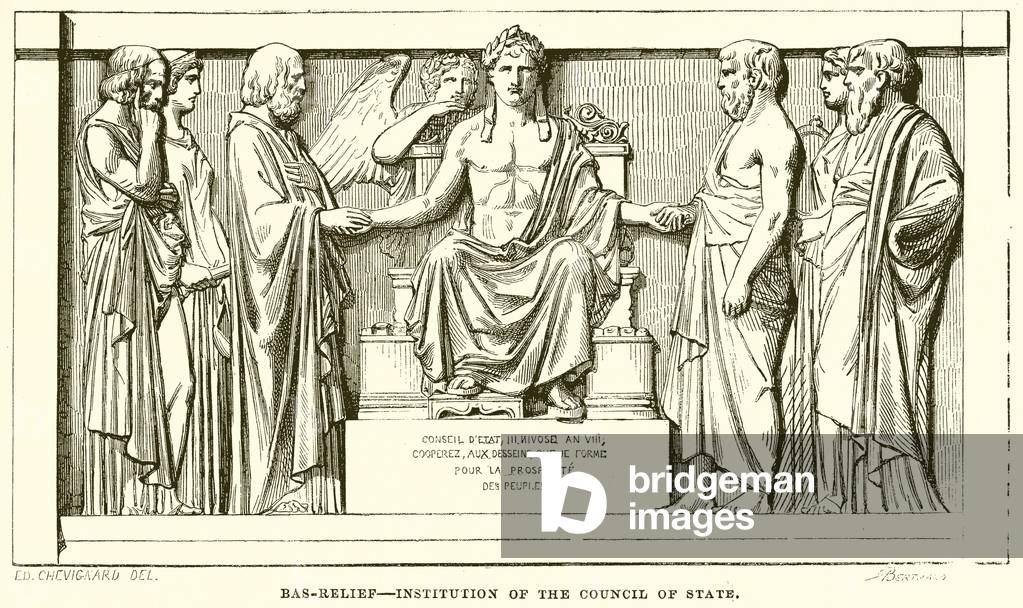 Bas-Relief--Institution of the Council of State (engraving)