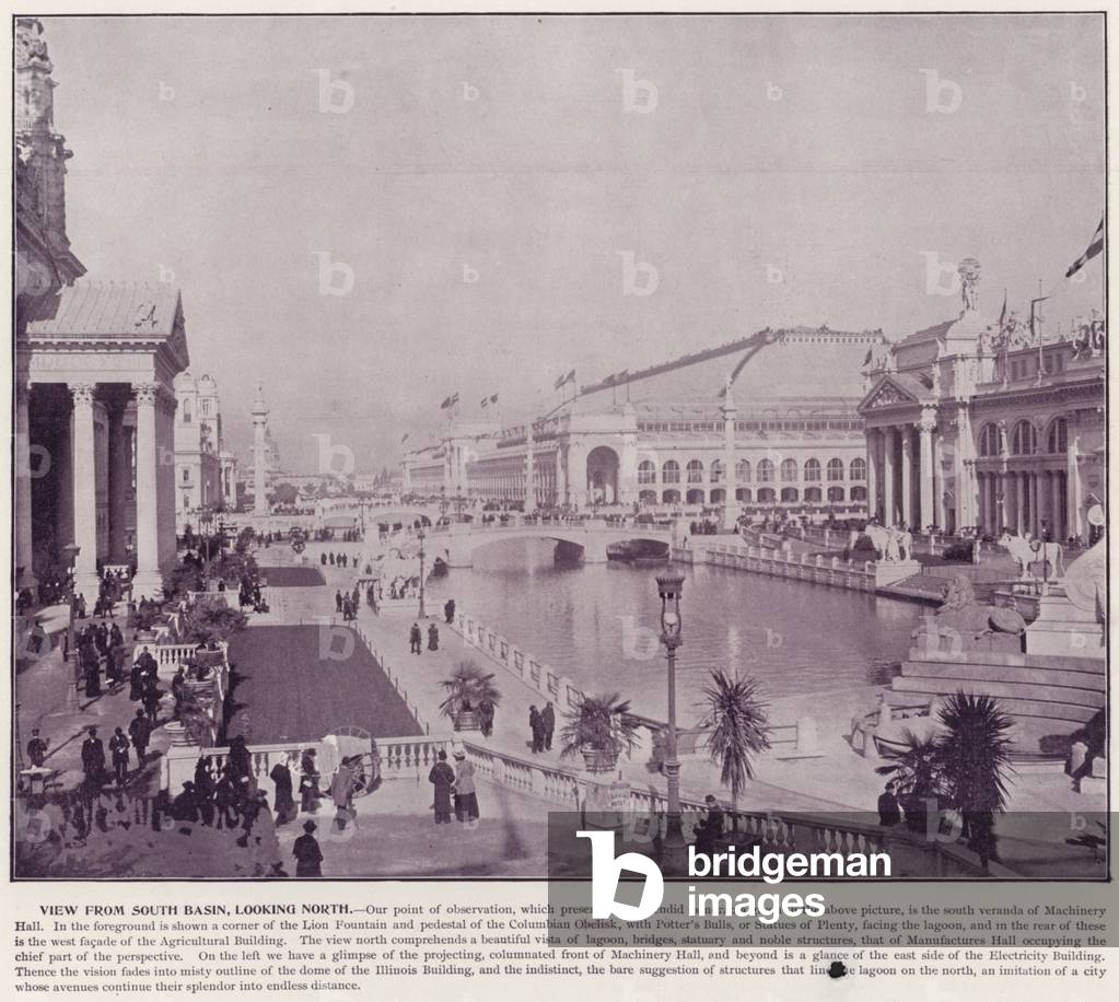 Chicago World's Fair, 1893: View from South Basin, looking North (b/w photo)